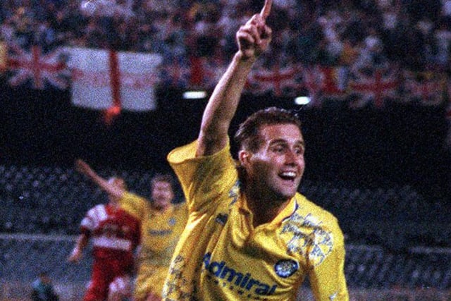 Carl Shutt celebrates scoring against Stuttgart in the Nou Camp in October 1992. A night to remember but a kit to forget?