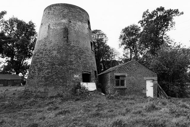 Wrea Green Windmill shortly before work started to convert it into a luxury home in the early 1980's. The mill dates from the 1770s, it was converted to steam in the 1860s but was badly damaged when a boiler exploded and set the building on fire, putting an end to it's working life
