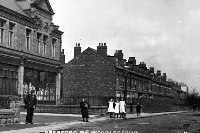 Aberford Road taken circa 1900. The undated photo shows the Co-operative store and rows of terraced houses.