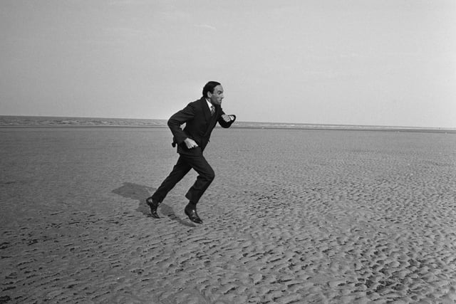 Liberal Party leader Jeremy Thorpe in Blackpool beach in 1967