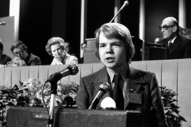 A 16-year-old William Hague  addressing the Conservative Party Conference at Blackpool in 1977