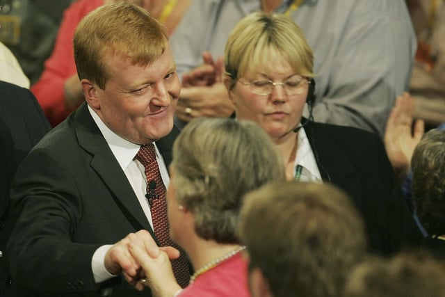 Charles Kennedy, Liberal Democrats leader, takes the applause of the delegates after his speech at the party conference in September 2005 in Blackpool