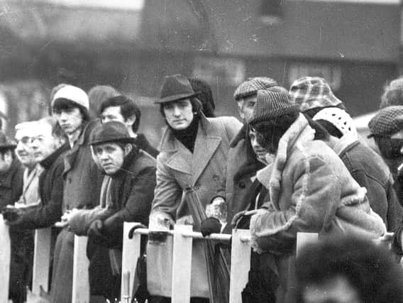 The crown at a Wigan rugby union club match in 1974