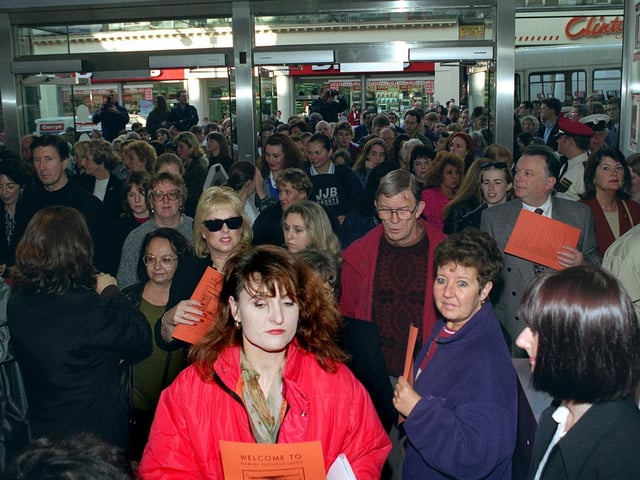 The crowds move in at the newly-opened store.