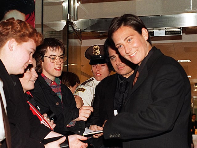 Singer-songwriter k.d. lang meets some of her fans outside Harvey Nichols after she officially opened the store.