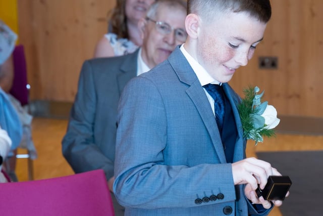 The couple's son, Alfie, was best man. This was his big moment...
