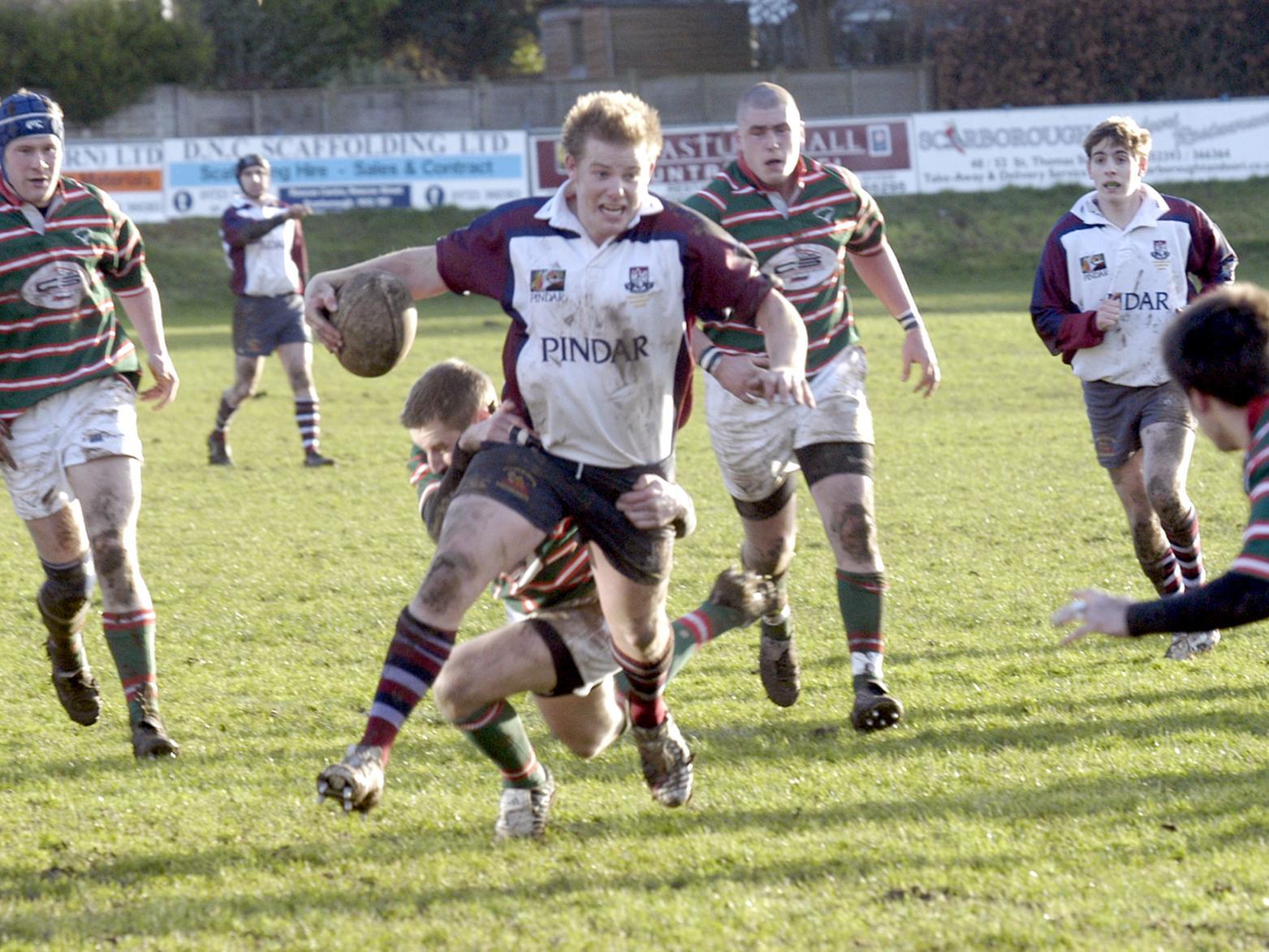 Josh Bullen surges forward as Scarborough RUFC take on Hoylake at Newby.