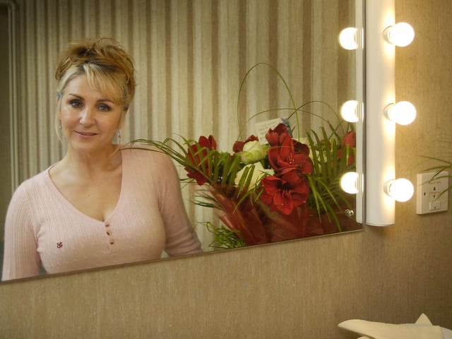 Opera singing star Lesley Garrett in her dressing room at the Spa, before her sell-out concert in the Grand Hall.