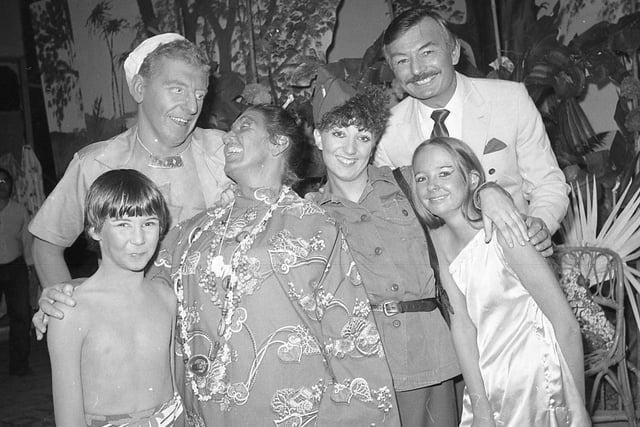 Some of the 40-strong case of South Pacific, a musical treat being presented by Adlington Music and Arts Society at Adlington Community Centre. From left: Andrew Lloyd, David Kellie, Alice Farrington, Carole Morgan, Alan Atkinson and Catherine West. The show is produced by Bernard Smith, with Joseph Robinson as musical director