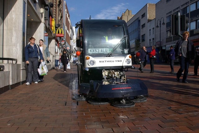This machine hit the streets of the city centre to clean chewing gum off the paths.