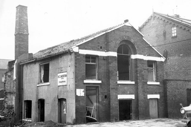 December 1972 and pictured is the shell of a building once the business of H.C. Morton Ltd, cleaning materials on Oldfield Avenue. The windows and doors of the building have all been removed.