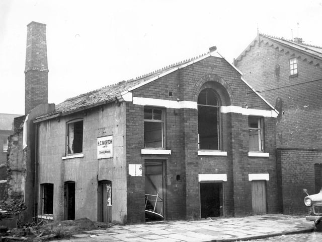 December 1972 and pictured is the shell of a building once the business of H.C. Morton Ltd, cleaning materials on Oldfield Avenue. The windows and doors of the building have all been removed.