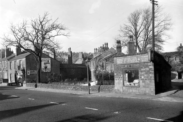 This photograph possibly dating from 1955 taken for Burley Village clearance scheme. On the right edge is the junction of Burley Bottom and Burley Road.