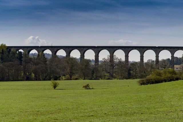 The Crimple Valley Viaduct carries the Harrogate to Leeds railway line across Crimple Beck, and its Valley.  The structure which is Grade II listed has 31 arches each spanning over 15.5 meters making for a total length of over half a kilometre. Harrogate HG2 8QL