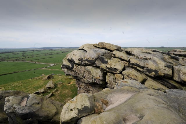 Almscliffe Crag is a large outcrop of Millstone Grit which stands above the Lower Wharfe Valley to the south of Harrogate. Crag Ln, Leeds LS17 0ER