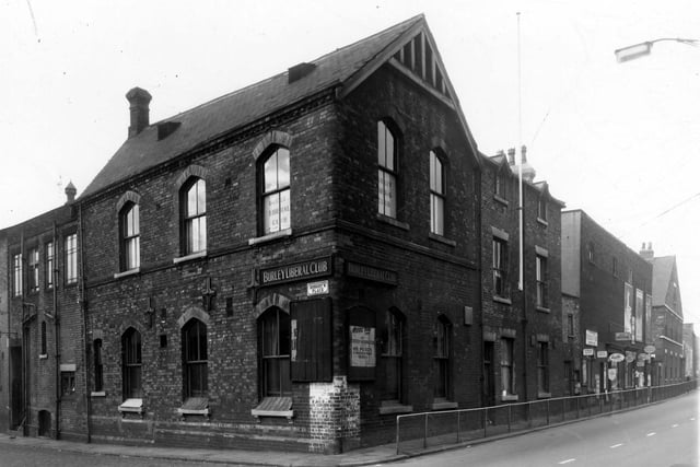 October 1959. Burley Liberal Club situated at 185 Burley Road, at the corner with Roberts Place. When this club was demolished a replacement was built at the corner of Burley Road and Willow Road.