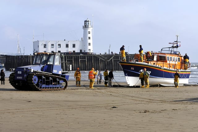 Scarborough’s main lifeboat returns from a call in Cayton Bay.