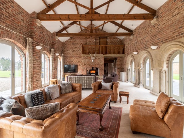 The impressive 40 foot long double height living room