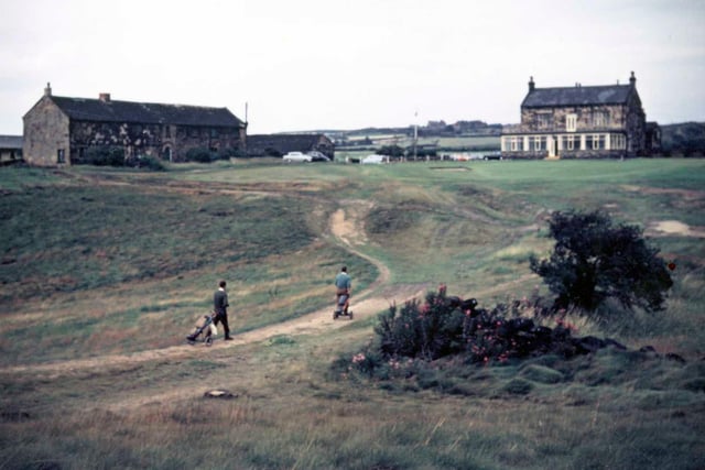 The clubhouse of Howley Hall Golf Course, once the Bailiff's House of Howley Hall, and on the left the old farmhouse of Howley Hall Farm.