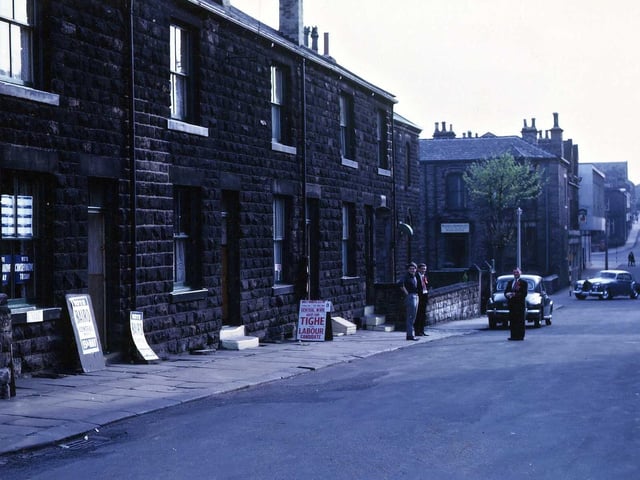Polling Day opposite the Baptist schoolroom in Albion Street where the Committee rooms for both the Labour candidate (Frank Tighe) and the Conservative candidate (Ian Baird) were located.
