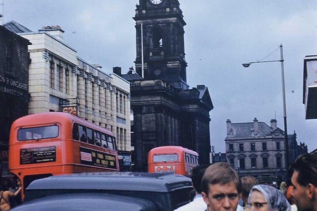Morley Town Hall dome on fire on Friday 18th August 1961 during the Morley Feast Holiday Week.