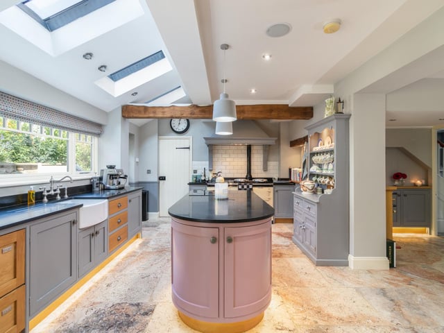 The farmhouse kitchen offers plenty of space to work