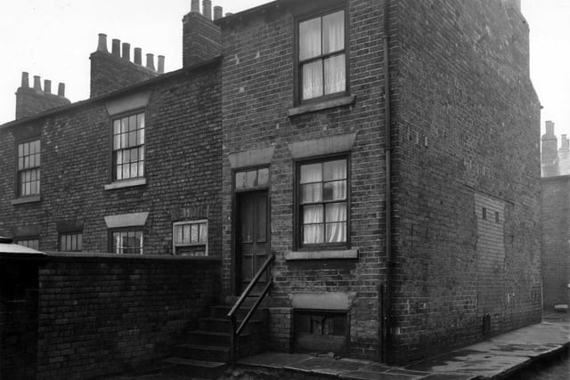 Back Gold Street in a photo from the 1950s prior to slum clearance of the area. Two properties on Diamond Street are partially visible.