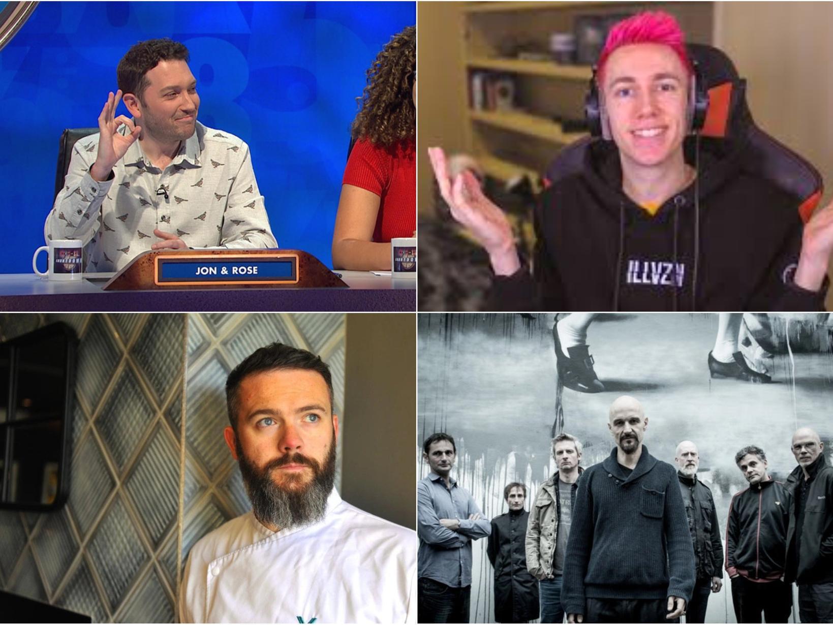 Top Left: John Richardson from Channel 4's 8 Out Of 10 Cats Does Countdown, Top right: Miniminter, who has 10 million Youtube followers
