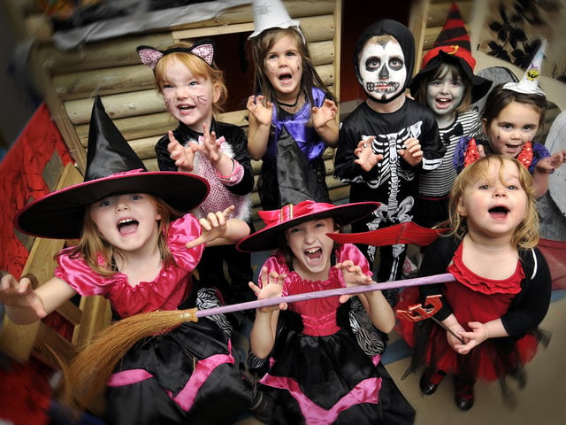 Hallowe’en fun at Happy Jays ... Sophie McDowall, Orla Rae, Lola Greenwood, Danielle Speight, Thomas Charters -Edwards and Laura Fowler.