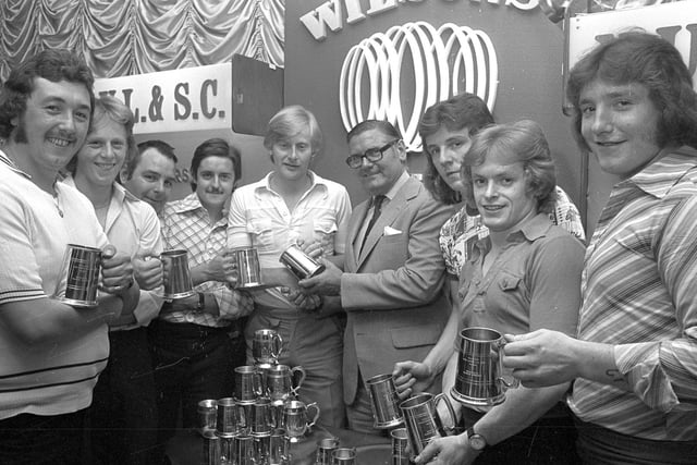 Wigan NUL&SL pub sports league annual trophy presentations in 1976
