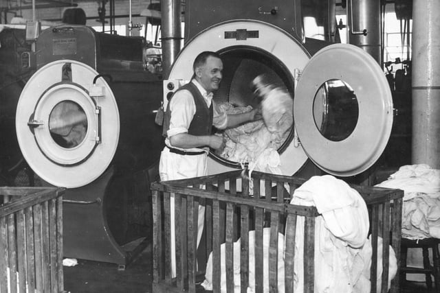 The United Leeds Hospitals Board's new laundry at Whitehall Mills in November 1959.