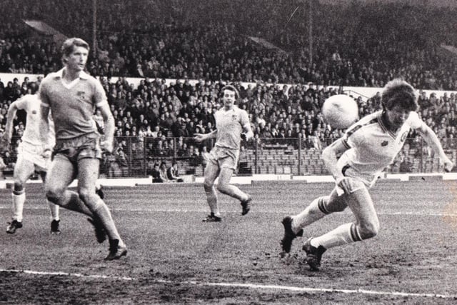 Derek Parlane swoops to head home against Stoke City at Elland Road in April 1980. The Whites won 3-0 with Carl Harris scoring a brace.