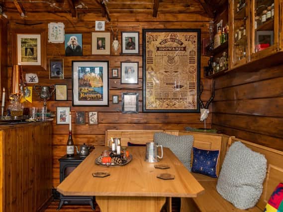 Take a look inside the summerhouse transformed into The Leaky Cauldron pub.