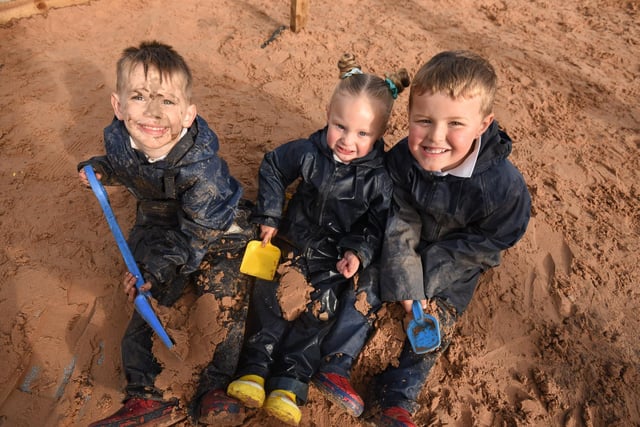 Gone  are the  old tunnels and climbing equipment and instead there is a mud kitchen, sand and gravel pits and a growing area  as well as hard surface and grass where the children can  build dens,run  around and play to their hearts content.