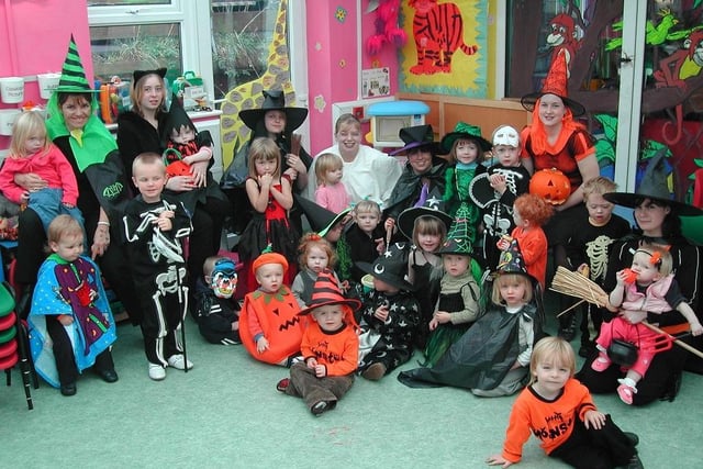 Children at Castle Hill Day Nursery, King Street, Todmorden, dressed up for Halloween back in 2004.