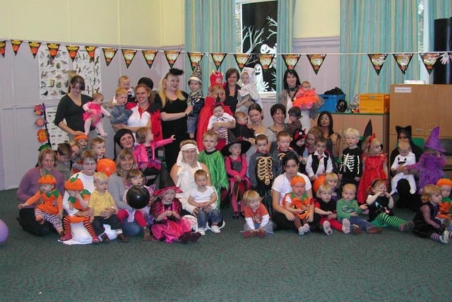 Nursery pupils at ABC Nursery, Todmorden at Halloween party in 2007.