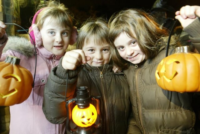 Odgen Water Halloween torchlight walk in 2007. Sisters Molly eight, Emily six and Lauren nine, Kinsley.