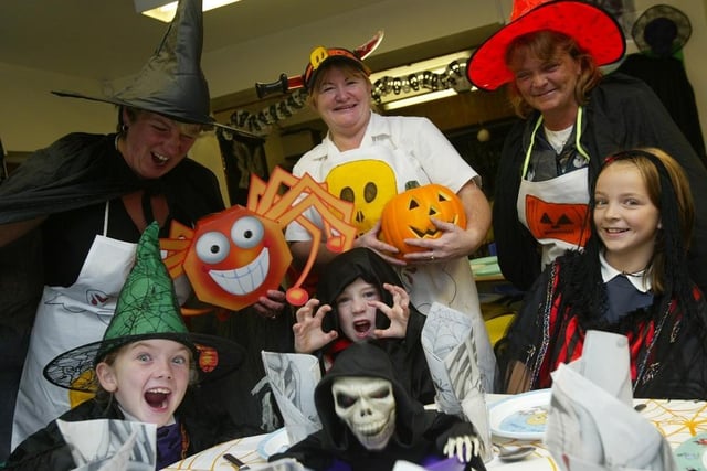 Halloween dinner parties with the dinner ladies at West Vale Primary School back in 2009.