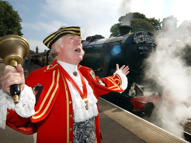 Signalling the departure of the Scarborough Spa Express steam loco for its first run of the 2003 season