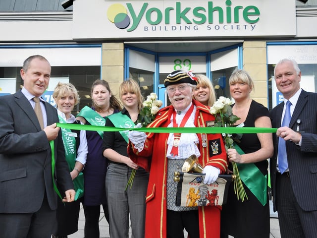 Opening in 2009 of the Yorkshire Building Society offices on Westborough: left to right are Regional Manager Steve Flower, Lisa Metcalfe, Jenny Smith, Lauren Parker, Alan Booth, Claire Troughton, Branch Manager Maxine Hartley and Area Manager Stuart Martindale