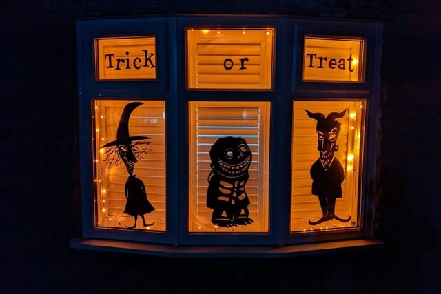 These spooky characters were all hand drawn by  Kiera Davey in the window of her Padiham home
