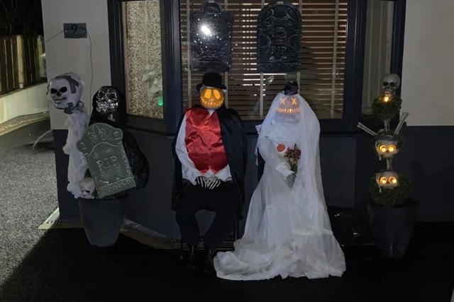 A ghoulish bride and grooma are the stars of this eye catching display created by Charlotte Pitman