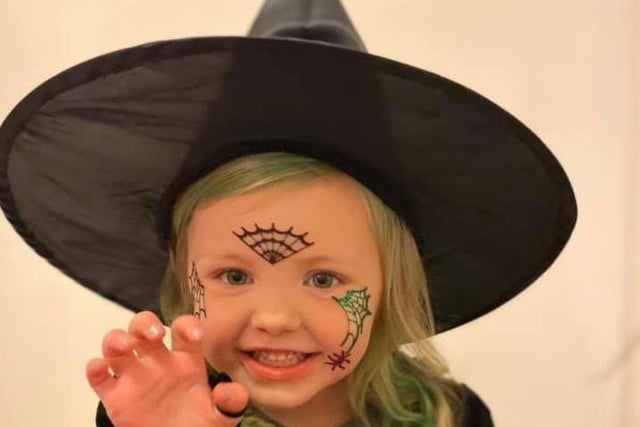 Isla Mae, who turns four on Sunday, is all ready for Hallowe'en
