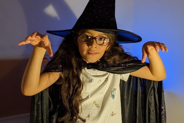 Ayla Bhatti (seven) dressed up as a witch
