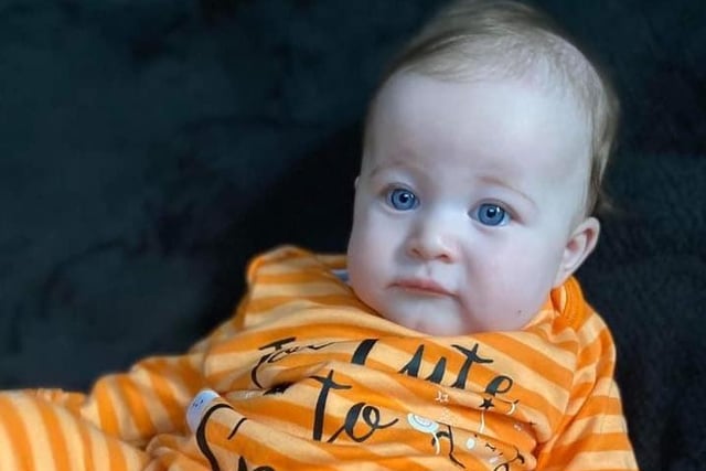 Six-month-old Nancy Taylor is very chilled out for her first Hallowe'en