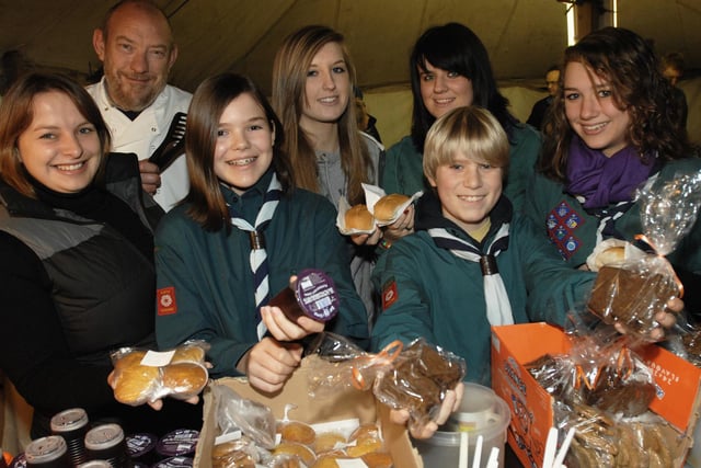 The 16th Harrogate Scout group prepare to sell their wares at the bonfire in 2009.