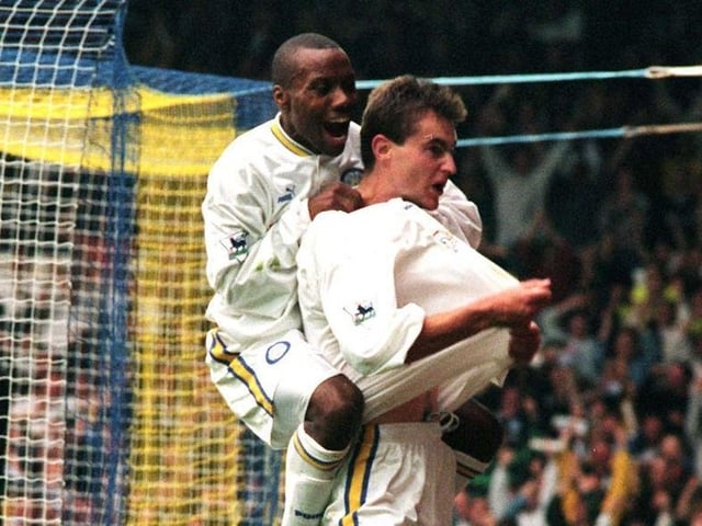 Who put the ball in the Man U net? David Wetherall at Elland Road in Septe mber 1997.