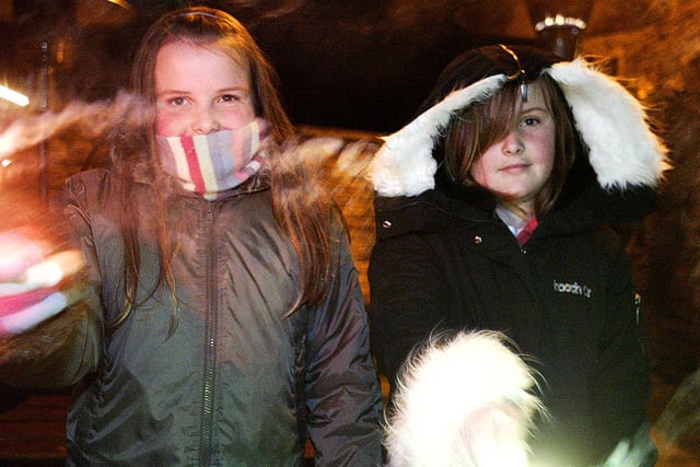 Bonfire night at The Junction pub, Rastrick back in 2005. 10 year old twins Kate Melaugh (left) and Grace Melaugh.