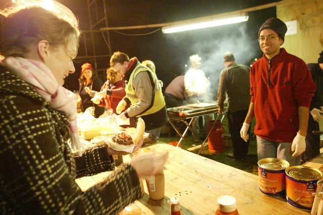 Very busy hamburger stand  at Elland Round Table Bonfire night in 2006.