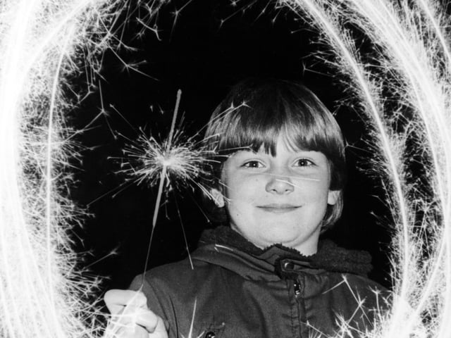 Ten-year-old Alison Worrell plays safe as she gets her party off to a flying start in Leeds in November 1980.